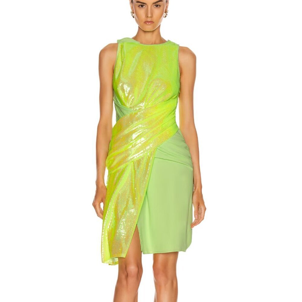 Sies Marjan Quincy Neon Sequin Wrap Dress